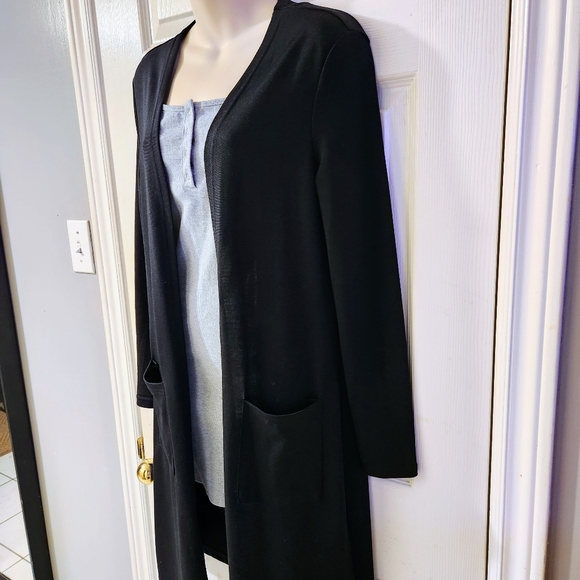SHEIN BLACK LONGLINE CARDIGAN - Picture 2 of 7
